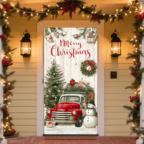Frohe Weihnachten Türbanner Winter Neujahr Große Türabdeckung Urlaub Hintergrund Banner Weihnachten Party Supplies 70,9 x 35,4 Zoll (Typ 3) von BSFHH