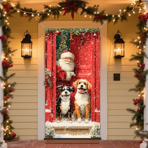 Frohe Weihnachten Türbanner Winter Neujahr Große Türabdeckung Urlaub Hintergrund Banner Weihnachten Party Supplies 70,9 x 35,4 Zoll (Typ 5) von BSFHH