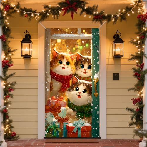 Frohe Weihnachten Türbanner Winter Neujahr Große Türabdeckung Urlaub Hintergrund Banner Weihnachten Party Supplies 70,9 x 35,4 Zoll (Typ 6) von BSFHH