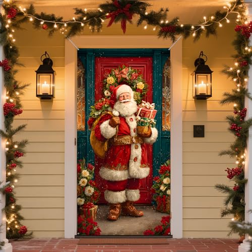 Frohe Weihnachten Türbanner Winter Neujahr Große Türabdeckung Urlaub Hintergrund Banner Weihnachten Party Supplies 70,9 x 35,4 Zoll (Typ 7) von BSFHH