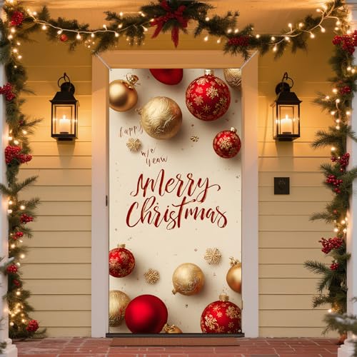 Frohe Weihnachten Türbanner Winter Neujahr Große Türabdeckung Urlaub Hintergrund Banner Weihnachten Party Supplies 70,9 x 35,4 Zoll (Typ 8) von BSFHH