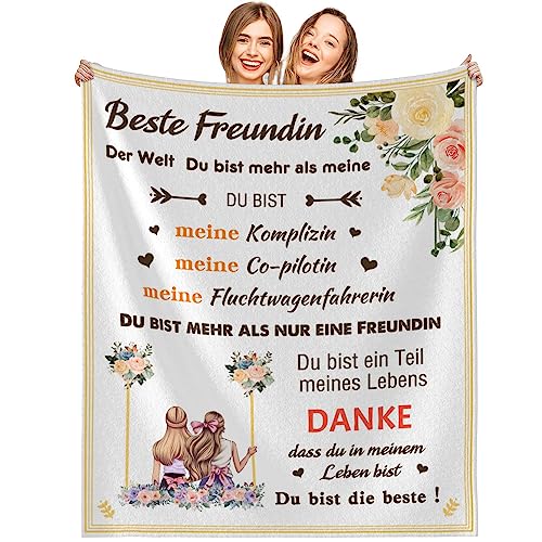 BSGIFT Geschenke für Freundin Beste Freundin Geschenke Kuscheldecke Fleecedecke Geburtstagsgeschenk für Beste Freundin BFF Geschenk für Frauen Schwester Decke Geschenke Geschenkideen 150x200cm von BSGIFT