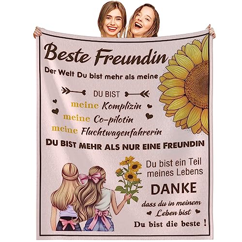 BSGIFT Geschenke für Freundin Decke Beste Freundin Geschenke Kuscheldecke Fleecedecke Geburtstagsgeschenk für Beste Freundin BFF Geschenk für Frauen Schwester Decke Geschenke Geschenkideen 150x130cm von BSGIFT