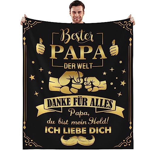 BSGIFT Geschenke für Papa Decke für Papa Kuscheldecke Flauschig Decken Bester Papa Geschenke Geburtstagsgeschenk für Papa, Männer, Fleecedecke Geschenk Vater Sofadecke Überwurfdecke 200x150cm von BSGIFT