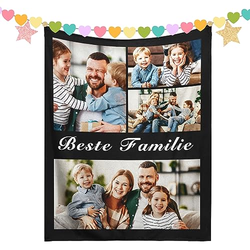 BSGFIT Personalisierte Decke Personalisierte Decke Mit Foto,Personalisiertes Geschenk Decke Mit Foto für Muttertag,Vatertag,Geburtstag,Individuell Gestaltete Geschenke für Mama, Papa, Freund, Freundin von BSGIFT