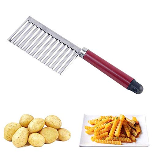 1 x Kartoffel-Faltenschneider aus Edelstahl, Wellenschneidwerkzeug, gewellte Klinge, Frittier-Küchenwerkzeug 1 x Kartoffel-Faltenschneider aus Edelstahl, Wellenschneidwerkzeug, gewellte Klinge, Frittier-Küchenwerkzeug von BSGP