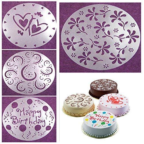 4 Stück Blumen Herz Spray Schablonen DIY Geburtstag Kuchen Spray Form Tiramisu Dekorieren Bakery Tools von BSGP