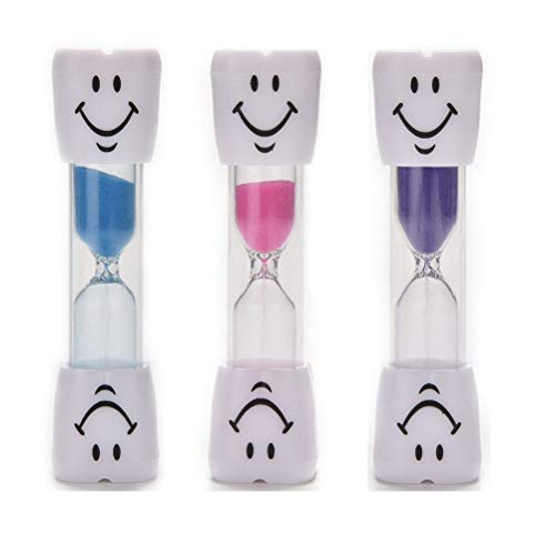 BSGP 3er-Pack Kinder-Zahnbürsten-Timer, 2 Minuten Smiley-Sanduhr, Sanduhr für Kinderzähne (blau, lila, rosa) von BSGP