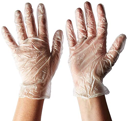 Einweg-Handschuhe aus Polyethylen (PE) für Reinigung, Vorbereitung, Lebensmitteldekoration, puderfrei, transparent, latexfrei und angenehm zu tragen, 100 Stück von BSGP
