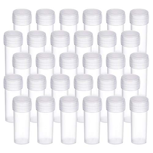 Probenflaschen aus Kunststoff, klein, transparent, Aufbewahrungsfläschchen mit Deckel, 5 ml, 50 Stück von BSGP