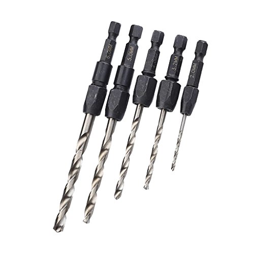 Snappy Schnellwechsel-Bohrer-Set mit Sechskantschaft, HSS-Bohrer, 2 mm, 3,2 mm, 4 mm, 5 mm, 6 mm, 5 Stück von BSGP