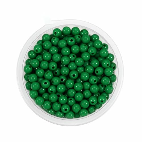 10–200 Stück gemischte glatte runde Acryl-Abstandsperlen, 6 8 10 12 14 16 18 20 mm, Auswahlgröße für Schmuckherstellungszubehör, Dunkelgrün, 16 mm x 20 Stück von BSGUZ