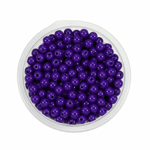 10–200 Stück gemischte glatte runde Acryl-Abstandsperlen, 6 8 10 12 14 16 18 20 mm, Auswahlgröße für Schmuckherstellungszubehör, Dunkelviolett, 10 mm x 50 Stück von BSGUZ
