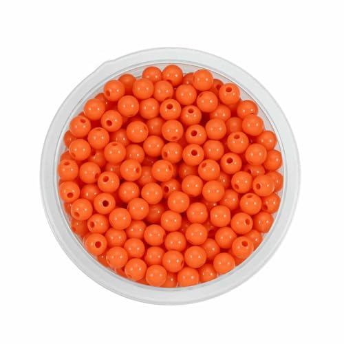 10–200 Stück gemischte glatte runde Acryl-Abstandsperlen, 6 8 10 12 14 16 18 20 mm, Auswahlgröße für Schmuckherstellungszubehör, Orange, 8 mm x 100 Stück von BSGUZ