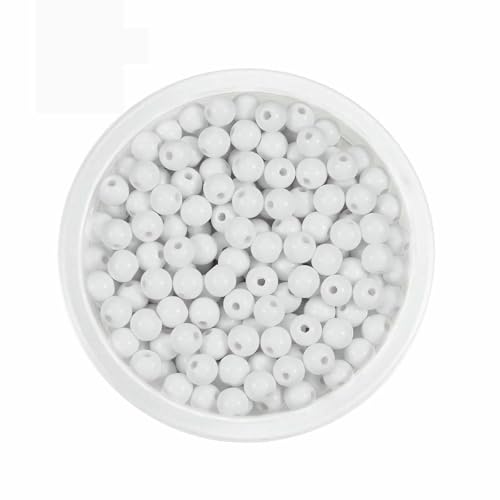 10–200 Stück gemischte glatte runde Acryl-Abstandsperlen, 6 8 10 12 14 16 18 20 mm, Auswahlgröße für Schmuckherstellungszubehör, Weiß, 12 mm x 30 Stück von BSGUZ