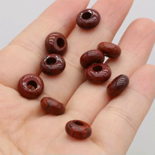 10 Stück Natursteinperlen, lose Türkisen, Quarzkristall, lose Abstandsperlen für die Schmuckherstellung, DIY-Halsketten, Armbandzubehör – Rot-Türkis – 5 x 10 mm von BSGUZ