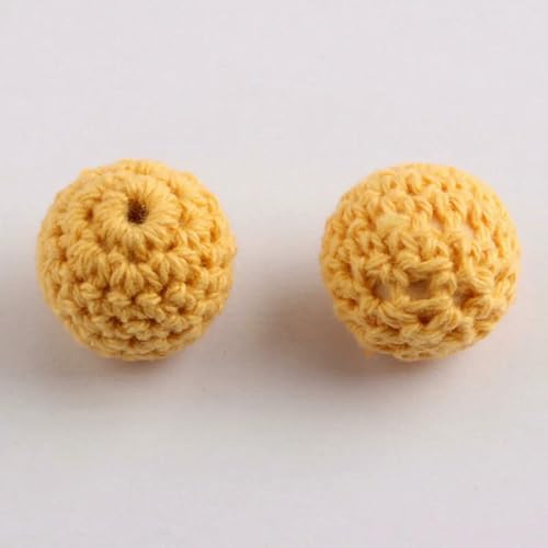 10 Stück handgefertigte, runde, gewebte Baumwollhäkelperlen aus Holz, Basteln, DIY-Dekorationszubehör, 16 mm 20 mm, dunkelgelb, 20 mm, 20 Stück 10 Stück handgefertigte, runde, gewebte Baumwollhäkelperlen aus Holz, Basteln, DIY-Dekorationszubehör, 16 mm 20 mm, dunkelgelb, 20 mm, 20 Stück von BSGUZ