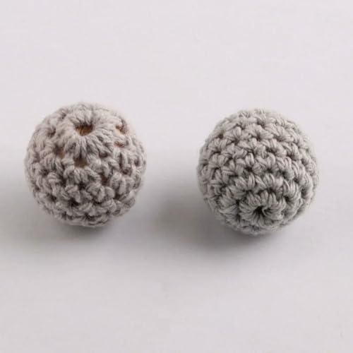 10 Stück handgefertigte, runde, gewebte Baumwollhäkelperlen aus Holz, Basteln, DIY-Dekorationszubehör, 16 mm 20 mm, hellgrau, 20 mm, 20 Stück 10 Stück handgefertigte, runde, gewebte Baumwollhäkelperlen aus Holz, Basteln, DIY-Dekorationszubehör, 16 mm 20 mm, hellgrau, 20 mm, 20 Stück von BSGUZ