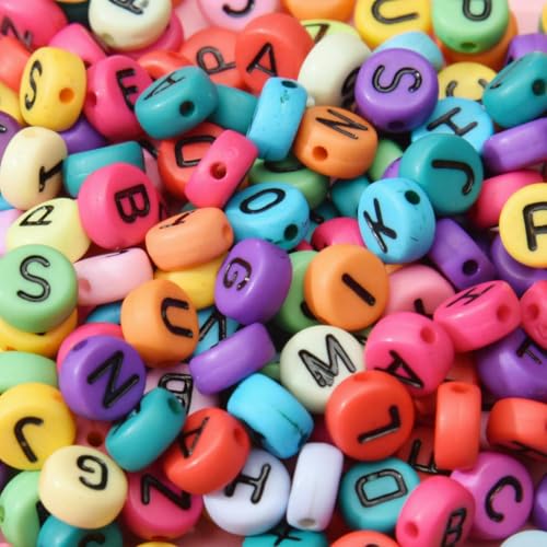 100 Stück/Los Herz-Acryl-Buchstabenperlen, buntes Alphabet, lose Abstandsperlen für die Schmuckherstellung, DIY, handgefertigte Armbänder, Halsketten, Y724-77-100 Stück von BSGUZ