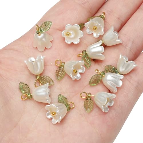 11 x 14,0 mm, 2–10 Stück, Maiglöckchen-Blütenknospenperlen aus Acryl, plattiert mit farbigen losen Perlen, handgefertigt, DIY-Schmuckherstellung, Brac-Style4 – 11 x 14,0 mm, 2 Stück von BSGUZ