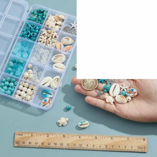 210 Stück Seestern Perlen Schildkröte Glücksbringer Türkis Bulk Sommer Ozean Perle Meer Tier Charms Muschel Perlen Muschel Charms-AECH07-00577 von BSGUZ