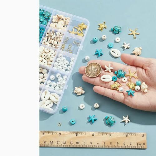 210 Stück Seestern Perlen Schildkröte Glücksbringer Türkis Bulk Sommer Ozean Perle Meerestier Charms Muschel Perlen Muschel Charms-AECH07-00578 210 Stück Seestern Perlen Schildkröte Glücksbringer Türkis Bulk Sommer Ozean Perle Meerestier Charms Muschel Perlen Muschel Charms-AECH07-00578 von BSGUZ