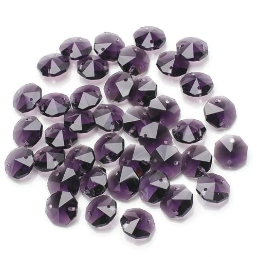 40 Stück 14,0 mm Doppellöcher Facettiertes Glas Lose Abstandshalter Achteckperlen DIY mit Kristallanhänger für Kronleuchter Sonnenfängerherstellung-ZiLuoLan von BSGUZ