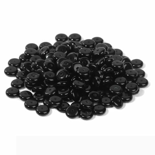 50 Stück/Los 2 x 6 mm natürliche flache Abstandsperlen, polierte Scheiben, Steinperlen, Kristalle, Türkis, Achate, Perlen für die Schmuckherstellung, DIY-27.Obsidian, ca. 50 Stück von BSGUZ