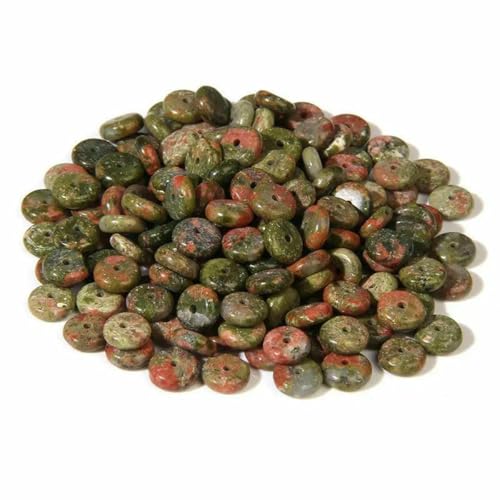 50 Stück/Los 2 x 6 mm natürliche flache Abstandsperlen, polierte Scheiben, Steinperlen, Kristalle, Türkis, Achate, Perlen für die Schmuckherstellung, DIY-4 Unakit, ca. 50 Stück von BSGUZ