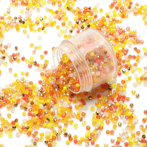 500 Stück 2 mm gemischte AB-Farben Tschechischer Kristall Bicone Glas lose Abstandsperlen Basteln für handgefertigte Armbänder DIY Schmuckherstellung in Großpackung-Gelb von BSGUZ