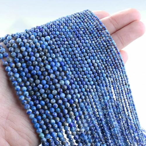 Natürliche 2 3 4,0 mm Mondsteinperlen, kleine winzige Apatit-Granat-Lapis-Türkis-Perlen zur Armbandherstellung, DIY-Schmuckzubehör, Lapislazuli, L.2–4–4,5 mm (85 Stück) von BSGUZ