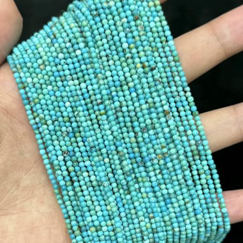 Natürliche 2 mm seltene türkisfarbene glatte runde lose Perlen zur Herstellung von Schmuck, DIY-Halsketten und Armbändern, 2 mm, 1 Strang Natürliche 2 mm seltene türkisfarbene glatte runde lose Perlen zur Herstellung von Schmuck, DIY-Halsketten und Armbändern, 2 mm, 1 Strang von BSGUZ