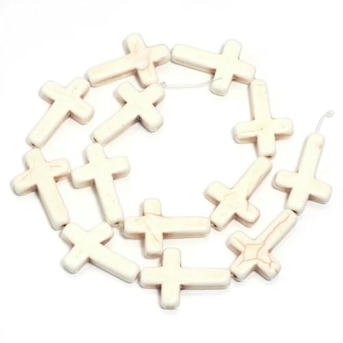 Natürliche türkisfarbene Steinperlen, farbige Charms, Edelsteinanhänger in mehreren Größen für DIY-Armbänder, Halsketten, Schmuckherstellung, Weiß, 22 x 30 mm von BSGUZ