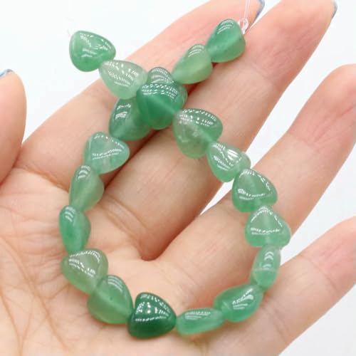 Natursteinperlen, Herz, Amethyste, Türkis, Opal, Abstandsperle für Modeschmuck, DIY-Halsketten, Armbandzubehör – Grüner Aventurin – 10 x 10 x 5 mm von BSGUZ