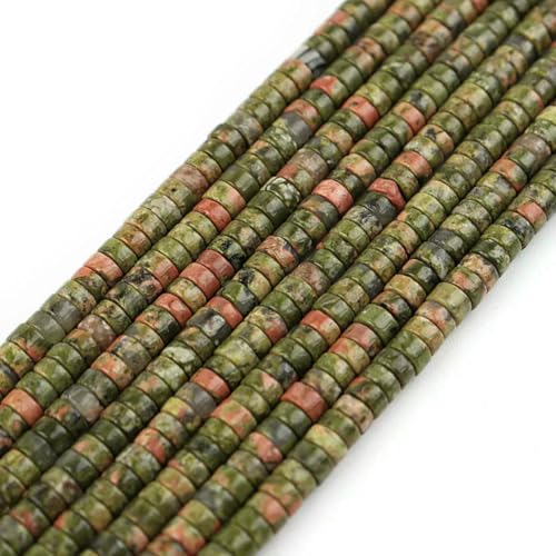 Runde Natursteinperlen, Meeressediment, Türkis, Imperialjaspis, Schlangenhautstein, Zylinder, flache Abstandsperle zur Schmuckherstellung, HL, ca. 6 x 3,0 mm, 115 Stück Runde Natursteinperlen, Meeressediment, Türkis, Imperialjaspis, Schlangenhautstein, Zylinder, flache Abstandsperle zur Schmuckherstellung, HL, ca. 6 x 3,0 mm, 115 Stück von BSGUZ