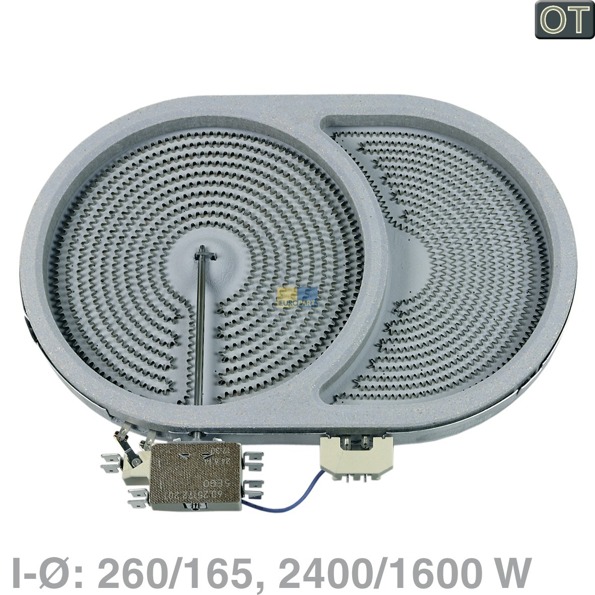 Strahlheizkörper 260x165mm 2400/1600W 230V oval Bosch 00648582 für Glaskeramikkochfeld (BD-00648582) von BSH (Bosch-Siemens-Hausgeräte)