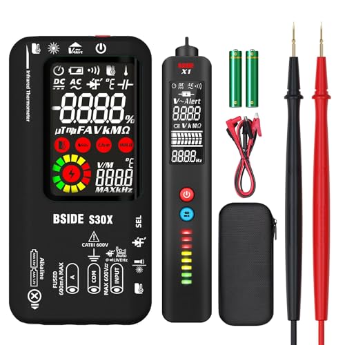 Automatik Digital Multimeter Set BSIDE S30X+X1 Smart Multimeter & Berührungsloser Spannungsprüfer Stift, Allzweck Multimeter Combo Kit mit Krokoklemme für Elektriker Elektronik LED KFZ von BSIDE