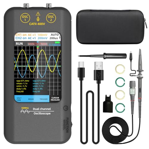 BSIDE 2 Kanal Handheld Digital Oszilloskop 50MHz Bandbreite Touchscreen Oscilloscope mit 3,98 Zoll Vollem Blickwinkel Farb-LCD Tragbares Oszilloskop Signalgenerator Wiederaufladbar für KFZ Electronic von BSIDE