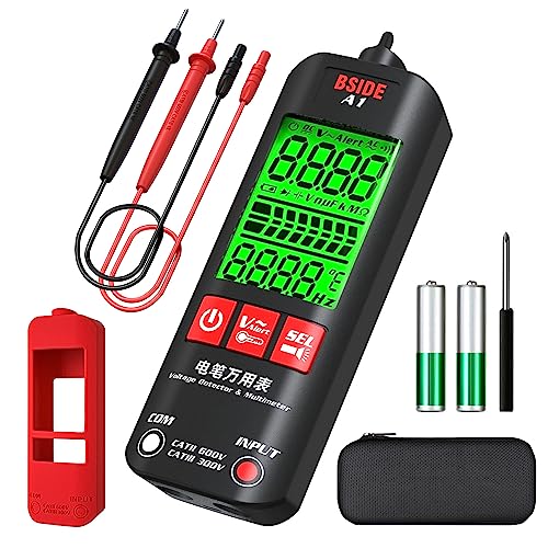 BSIDE A1 Smart Digital Multimeter Messgerät Vollautomatisches Taschenmultimeter Auto Range 3 Ergebnisse Display Spannungsprüfer Berührungslos Klein 6V-1000V mit Tasche und Abdeckung von BSIDE