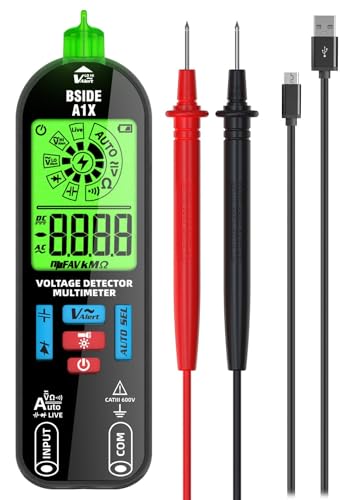 BSIDE A1X Digital Multimeter Wiederaufladbar mit ID-Zeiger LCD Taschen Multimeter Klein Automatisch Berührungslose Spannungsprüfer 6V-1000V Widerstand Spannung Durchgang Dioden kapazitätsmessung von BSIDE