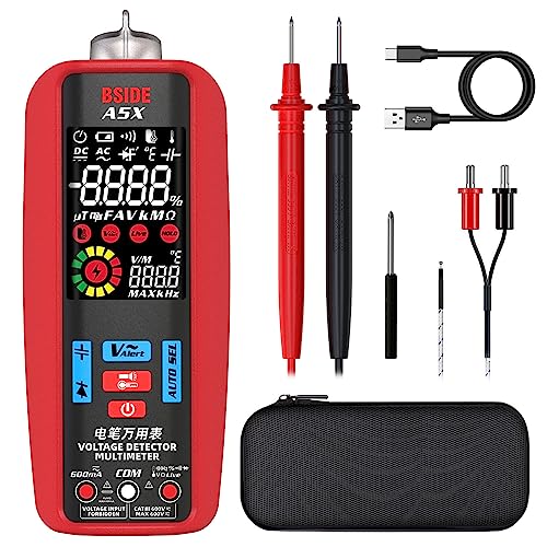 BSIDE A5 Smart Digital Multimeter Elektrische Tester Intelligente Messgerät Automatisch mit NCV VFC Misst AC DC Volt Amp Ohm Cap Hz Kontinuität Diode Temperatur Strommessgerät Taschenlampe von BSIDE