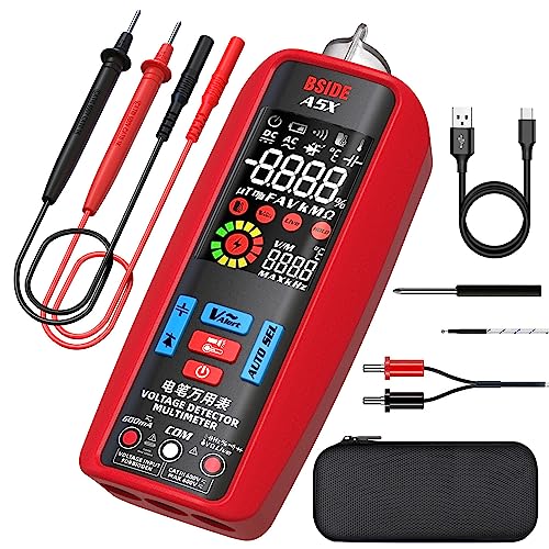 BSIDE Digital Multimeter Automatisch Stromprüfer Spannungsprüfer Farb LCD 6000 Zähler mit Temperaturfühler und VFD NCV misst Kapazität Diode Widerstand Frequenz Durchgangspruefer Wiederaufladbarer von BSIDE