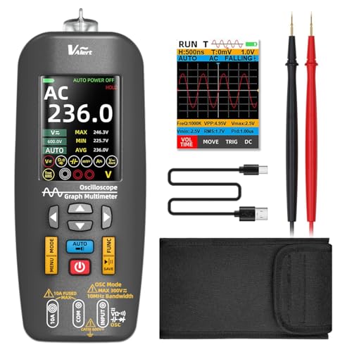 BSIDE Digital Multimeter TRMS Handheld Oszilloskop Spannungsprüfer Berührungslos Wiederaufladbar 3 in 1 Farbdisplay 10Mhz Datenübertragung Auto Kalibrierung Mini Oscilloscope für Audio KFZ Elektronik von BSIDE