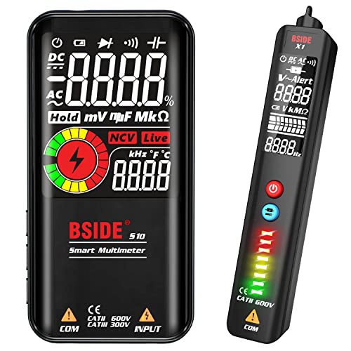 BSIDE Digital Multimeter & Spannungsprüfer KIT mit Großem Farb Display Automatisches Taschenmultimeter und Elektriker Tester Combo Kit KFZ Multifunktionstester Set für Elektrotechnik Verkabelung von BSIDE