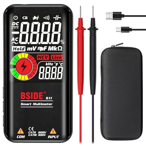 BSIDE Digitales Multimeter EBTN LCD 3 Ergebnisse Anzeige 9999 Zählungen Automatischer Bereich Ohmmeter Kapazität Ohm Hz Diode Betriebszyklus Spannungsprüfer mit wiederaufladbarem Akku von BSIDE