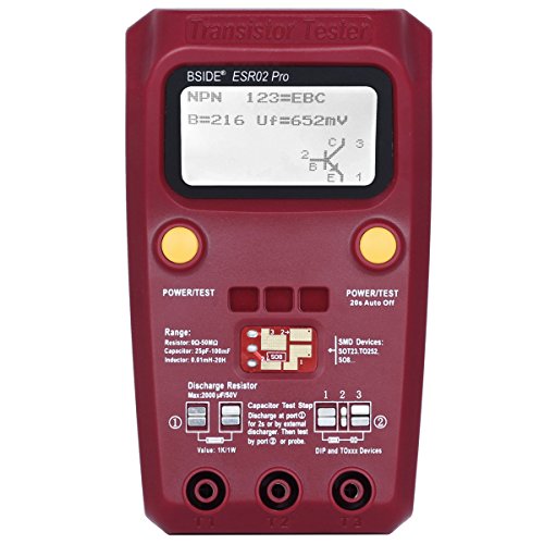 BSIDE ESR02 PRO Digitaler Transistor, SMD-Bauteile-Tester, Diode, Triode, Kapazität, Induktivität, Multimeter, ESR-Messgerät von BSIDE