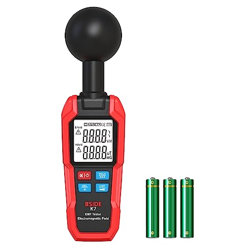 BSIDE K7 EMF Messgerät Strahlungsdetektor Messgerät für Elektromagnetische Felder Großem LCD Hintergrundbeleuchtung Handheld EMF Tester mit Taschenlampe Ghost Hunting Detektor für Zuhause/im Freien von BSIDE