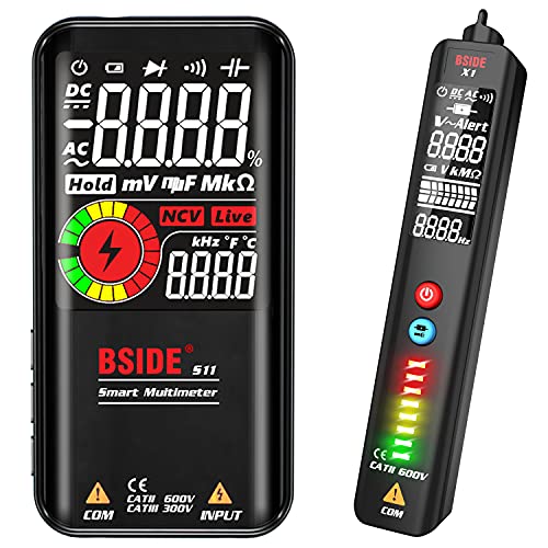 BSIDE Multimeter & Spannungsprüfer-Set, wiederaufladbar, LCD-Digital-Voltmeter und EBTN-Display, Spannungsdetektor, Kombi-Elektro-Test-Set, Pocket Size von BSIDE