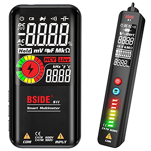 BSIDE Multimeter & Spannungsprüfer-Set, wiederaufladbar, LCD-Digital-Voltmeter und EBTN-Display, Spannungsdetektor, Kombi-Elektro-Test-Set, Pocket Size BSIDE Multimeter & Spannungsprüfer-Set, wiederaufladbar, LCD-Digital-Voltmeter und EBTN-Display, Spannungsdetektor, Kombi-Elektro-Test-Set, Pocket Size von BSIDE