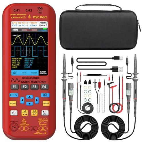 BSIDE O9 Handheld Digital Oszilloskop 2 Kanal 50MHz 250MSa/s 5000mAh Multimeter TRMS 20000 Zähler 3.98" Großem Farbdisplay 7 Wellenform Signalgenerator Unterstützung Rogowski Spule AC Strom 2000A von BSIDE